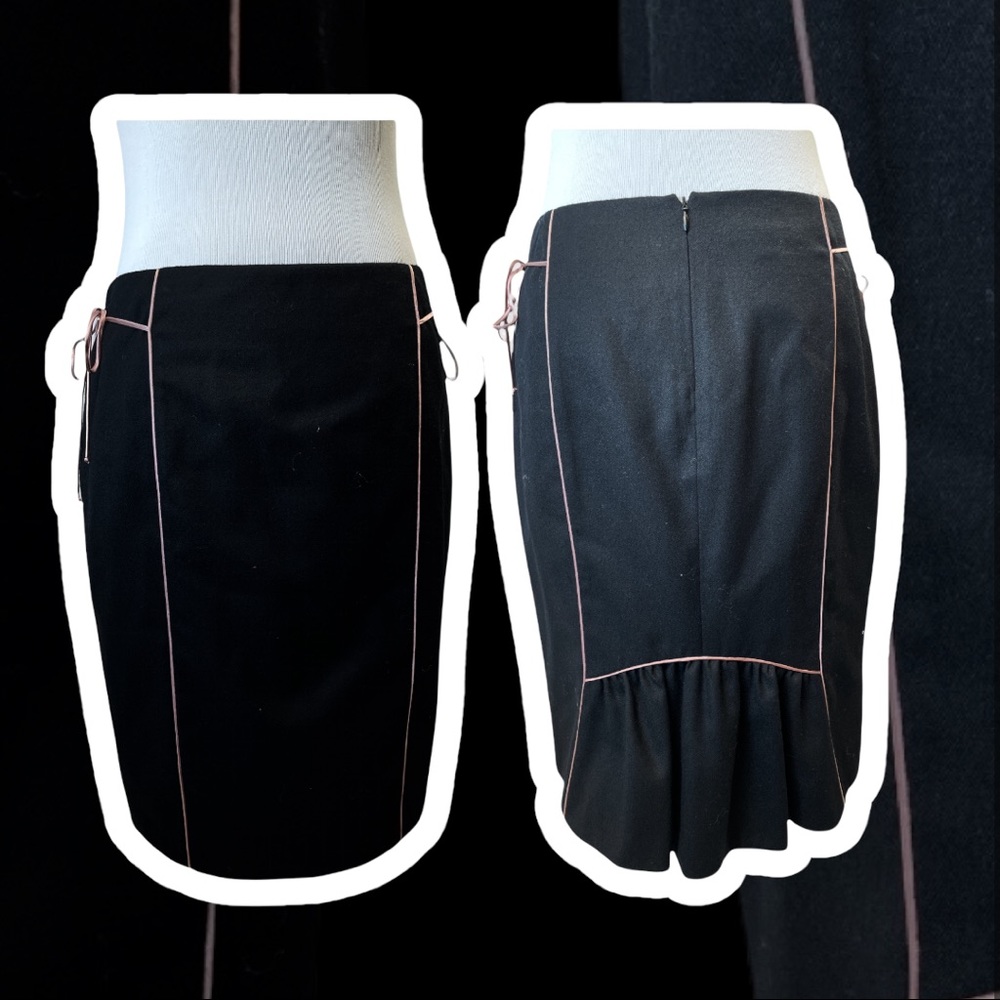 Rebecca Taylor Black Pencil Skirt with Pink Contrast Piping